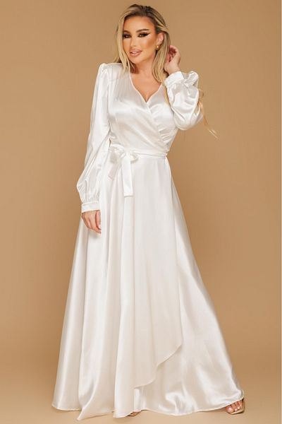 Atmosphere Fashion Long white wrap dress