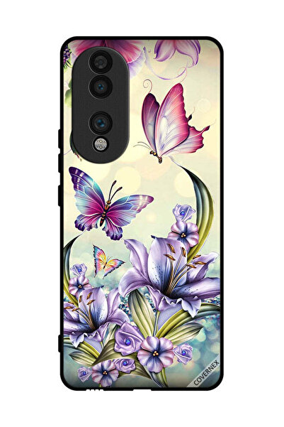 Covernex غطاء حماية لهاتف Honor 70 بنقشة زهور أرجوانية وفراشات