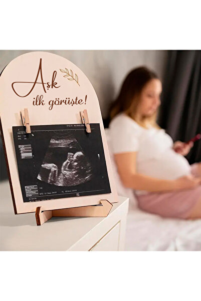 GONCA EĞİTİM "İlk Görüşte Aşk Bebek Ultrason Fotoğraf Çerçevesi Ahşap Hamilel...
