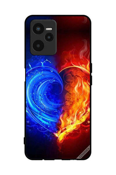 Covernex غطاء حماية لهاتف Realme C35 بخلفية قلب النار والماء