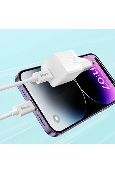Baseus Charger Type-c, Fast Charging, Gan, 30w - (CCGN070603) - Blue
