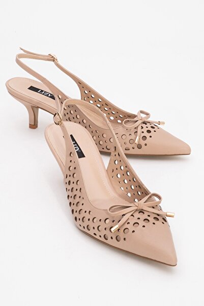 Lizy Shoes Pantofi de damă cu toc ușor perforat, de culoare nude