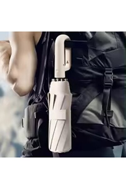 typecase Typec automatic folding umbrella, 115 cm, handle with large buckle, wind and water resistant, cream