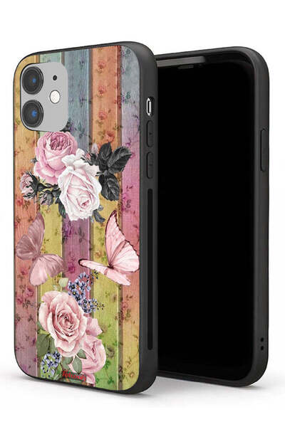 Tolwak غطاء حماية لجهاز آيفون 11 من آبل بنقشة فراشات الخوخ والورود