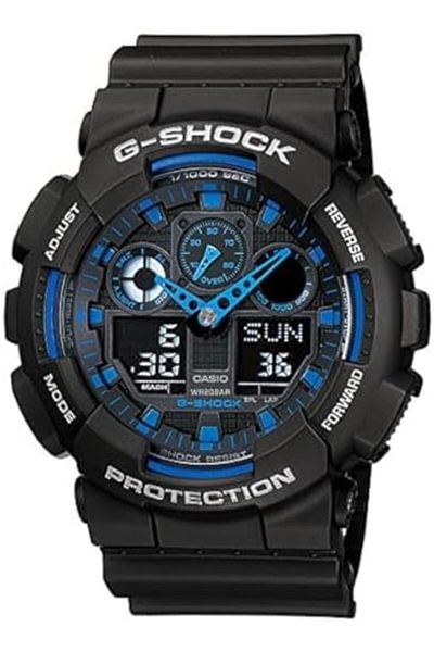 G-SHOCK G-Shock GA-100-1A2 Men's Watch - Analog Hands, Sporty, Black Dial, Black Strap