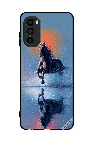 Covernex غطاء حماية لهاتف موتورولا موتو جي 52 - رسم حصان يركض في الماء