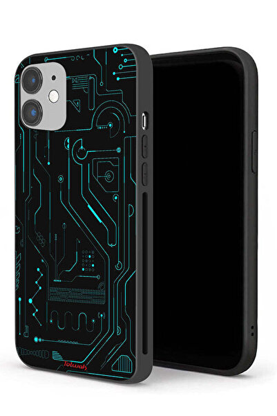 Tolwak جراب حماية لجهاز Apple iPhone 12 - دوائر فنية رقمية - شاشة متعددة