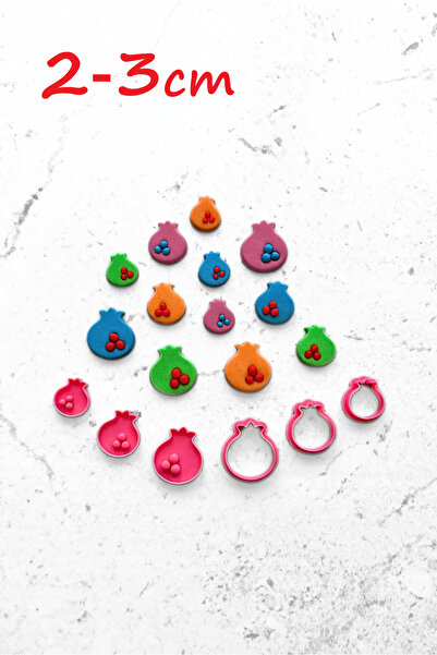 WE3D مجموعة قوالب عجينة السيراميك من طين البوليمر الرمان 2 - 2,5 - 3 سم