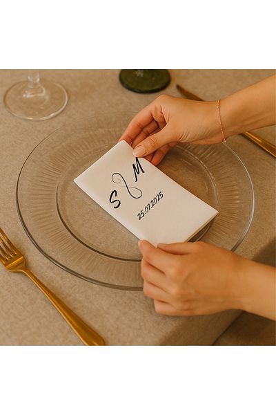 HANOVA CREATİVE Printed Promise Wedding Engagement Birthday Special Day Napkin Presentation Napkin 20 Pieces