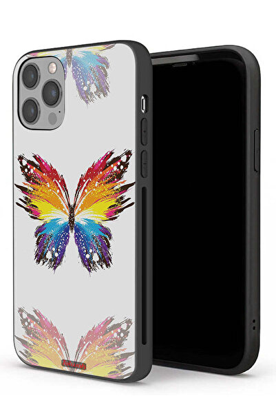 Tolwak جراب حماية لجهاز Apple iPhone 12 Pro بفن رقمي وخلفية بسيطة وبساطة الفراشة