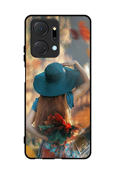Covernex غطاء حماية لهاتف Honor X7a بطبعة فتاة قبعة تخفي أوراق الحب