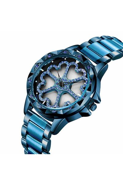 MBrands Ceas de damă Sanda, cadran în formă de inimă, rotație 360 ​​de grade, albastru