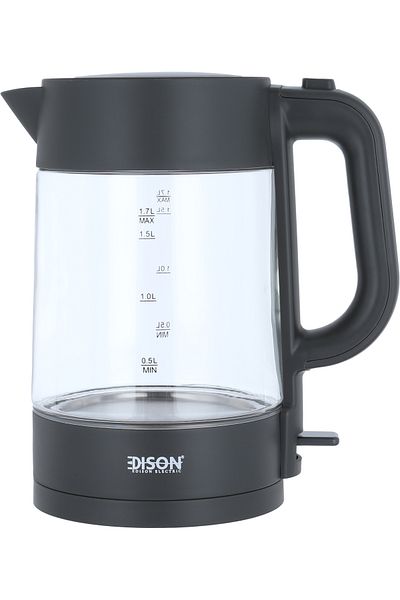 Edison Electric Glass Water Kettle Edison, 1.7L, 2200W, K727NN - Transparent Dark Gray