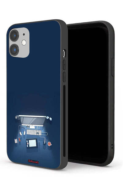 Tolwak حافظة حماية لجهاز Apple iPhone 12 mini بتصميم فني على شكل مكتب كمبيوتر