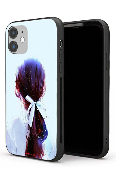 Tolwak غطاء حماية لهاتف آيفون 11 من آبل، رسم فتاة تربط شعرها برباط شعر