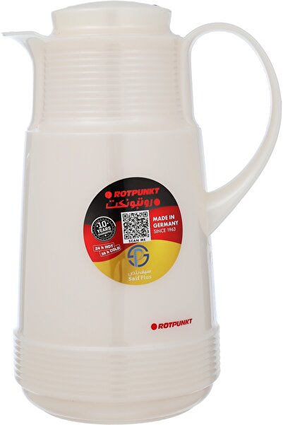 ROTPUNKT Thermos, 1 Liter, Outer Plastic, Inner Glass, Beige