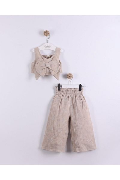 Serkon Girl's Muslin Crop Trousers Set Ser-0876