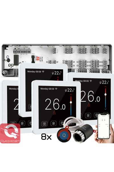Quicksmart Kit de automatizare inteligentă cu fir Q10 cu controler și termostate