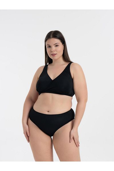 AQUAVİVA Women's Black Plus Size Quinn Double Breasted Detailed Gathering Bikini Set