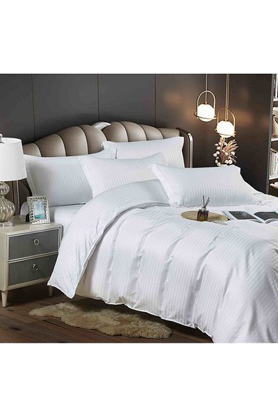 CHIRASO Lenjerie CHIRASO Damasc Premium, 6 Piese, Cearceaf ELASTIC 180x200 cm, 4 Fețe de Pernă