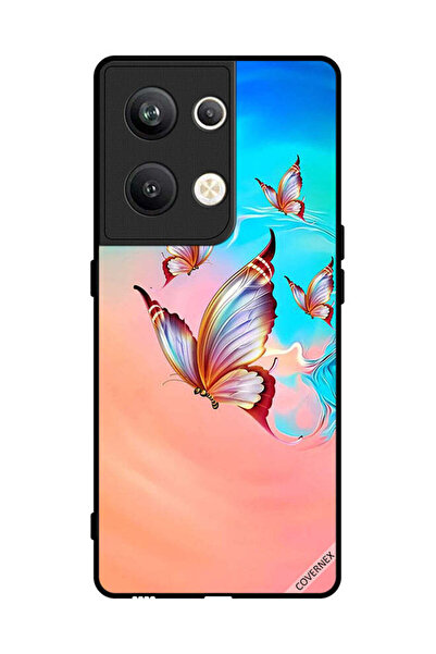 Covernex غطاء حماية لهاتف Oppo Reno 9 Pro Plus بتصميم فراشات تحلق فوق لون الطلاء