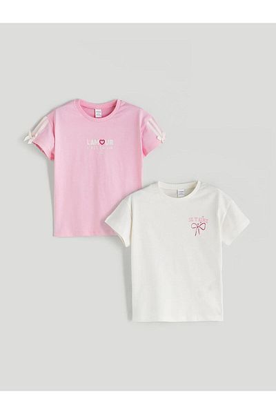 LC Waikiki Tricou pentru copii LCW Kids Crew Neck pentru fete, pachet de 2 (S5)