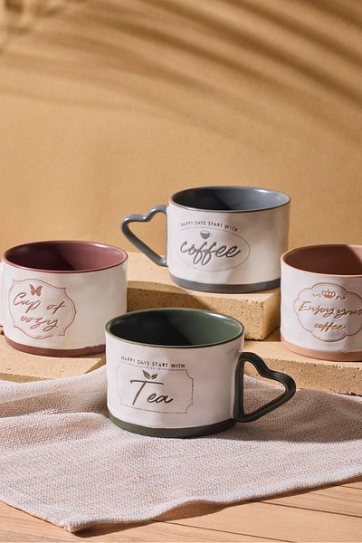 Perotti Happy Days 4-Piece Porcelain New Bone China 250 ml Mug Set Mug