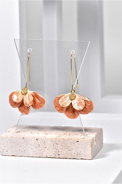 NARRU Handmade NARRU earrings, flower shape, copper and gold, Milena 15