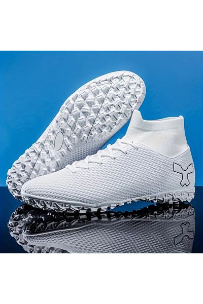 MBrands football boots with ankle support 7.5 for synthetic turf, white, 40
