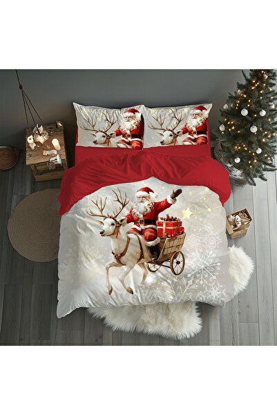 hediyechy Gift Duvet Cover Merry Christma Patterned Double Duvet Cover Set Without Sheets