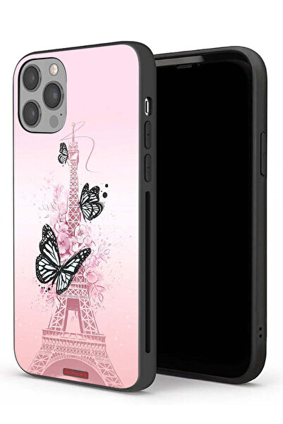Tolwak غطاء حماية لجهاز Apple iPhone 12 Pro بنقشة فراشات على برج إيفل