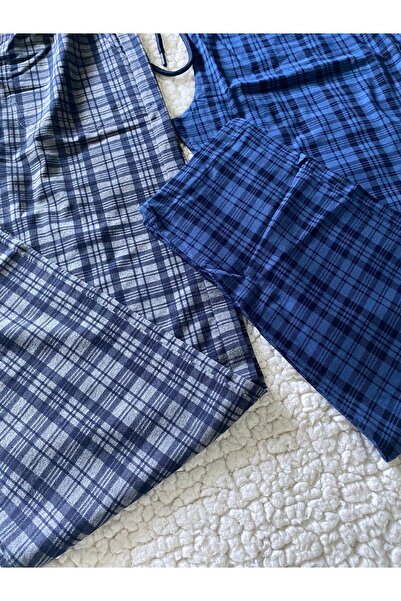 DÜVEN 100% Cotton Check Plaid Patterned Pockets 2-Piece Men's Pajamas & Sweatpants Plus Size Options