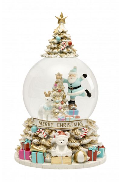 LAMART Musical White Snow Globe with Christmas Tree