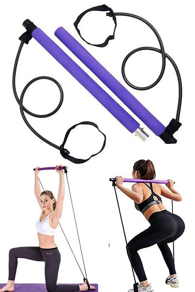 CKSpor Super Set Black Jump Rope + Squat Pilates Studio Exercise Bar Hip Basen Firming