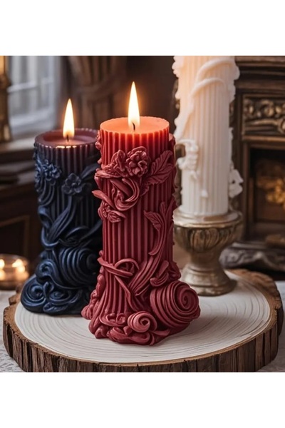 Yaratıcı sanatlar atölyesi 2'li Renkli El yapımı Dekoratif Sarmaşıklı Mum Kok...