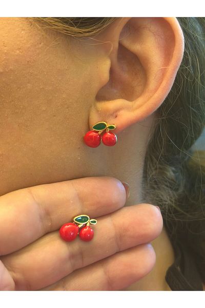 Gönülden Tasarım Red Leaf Cherry Women's Earrings