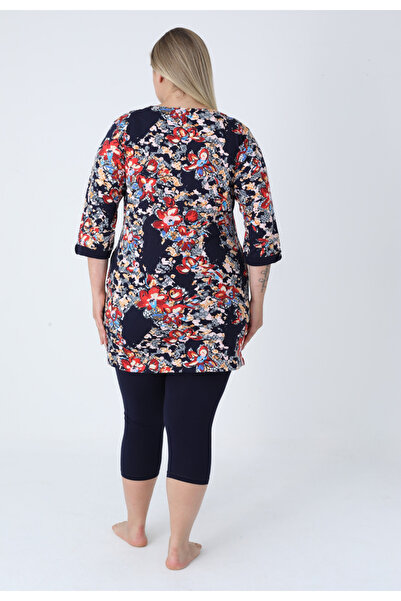 ROMEO LİFE Γυναικείο Σετ Κάπρι Μεγάλου Μεγέθους Βαμβακερό Modal Ύφασμα Lycra Bottom-Top 6120