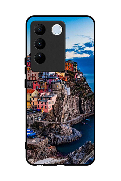 Covernex غطاء حماية لهاتف فيفو V27 - منازل ملونة على البحر