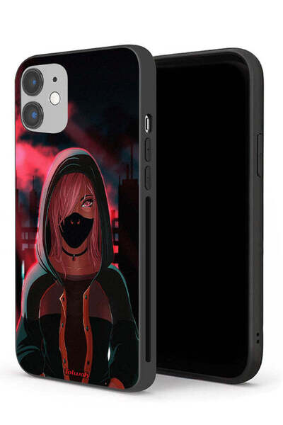 Tolwak جراب حماية لجهاز Apple iPhone 12 mini، رسم فتاة ترتدي قناعًا