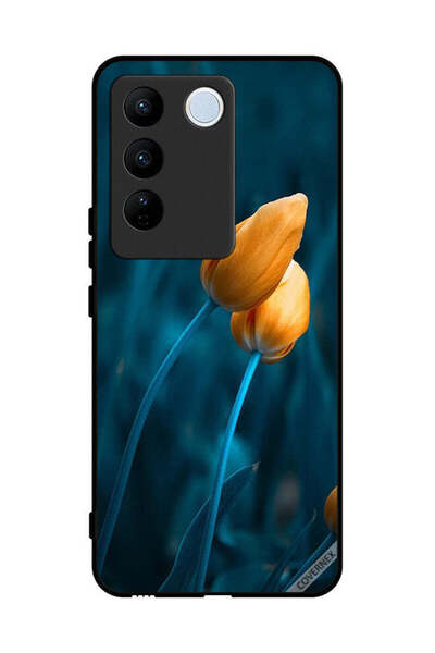 Covernex غطاء حماية لهاتف فيفو V27 برو مع زهرتين لطيفتين