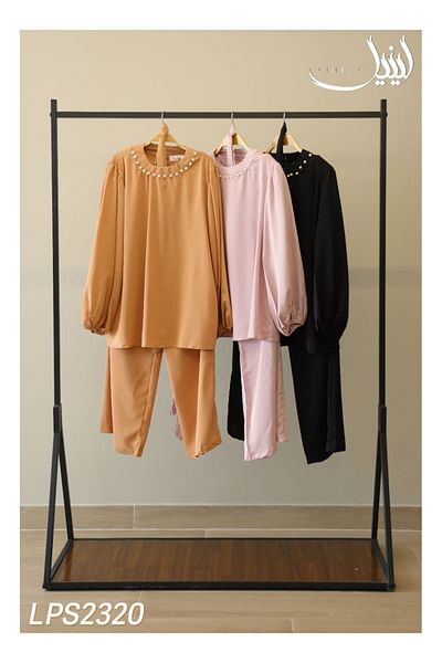 LINELLE Ladies Co-ord Pant Set – Classic Solid Shirt Paired with Printed Wide-Leg Pants.