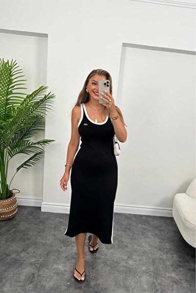 İmaj Modal-Bisiklet Yaka Bloglu Siyah Elbise