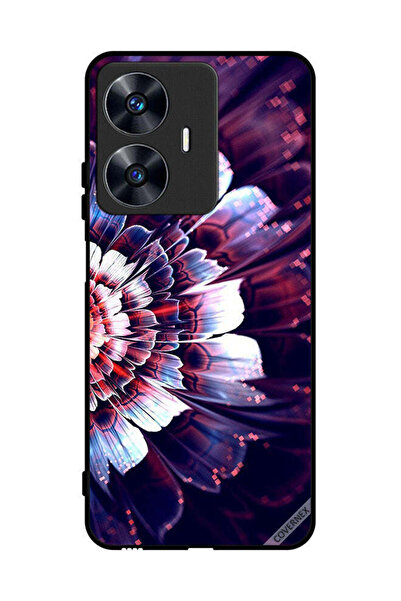 Covernex غطاء حماية لهاتف Realme C55 مع زهرة كبيرة منعكسة على الجانب الأيسر