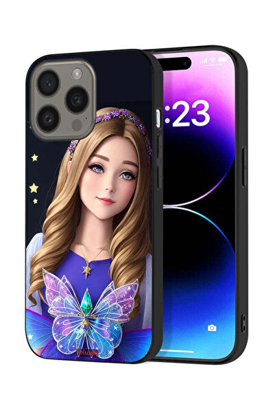 Tolwak غطاء حماية لجهاز Apple iPhone 15 Pro Max بتصميم فتاة فراشة لطيفة