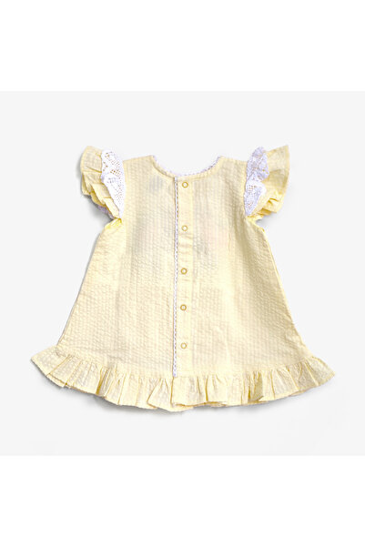 KeeBee Organic Cotton Hand-Embroidered Yellow Girls Blossom Dress