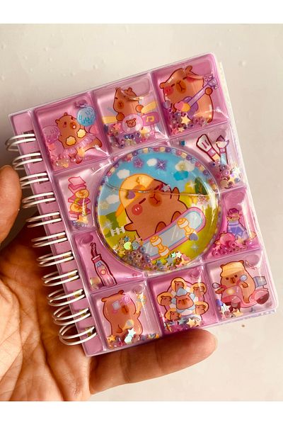synshop Capybara Kapibara 3d Water Glitter Husă cu mărgele Hologramă Autocolant Blocnotes Spiral