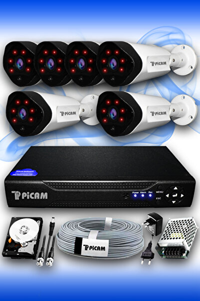 Picam 6 Kameralı Uzay 6 Dış Kamera Set 320 Gb Hdd Full Hd Gece Görüşlü Güvenl...