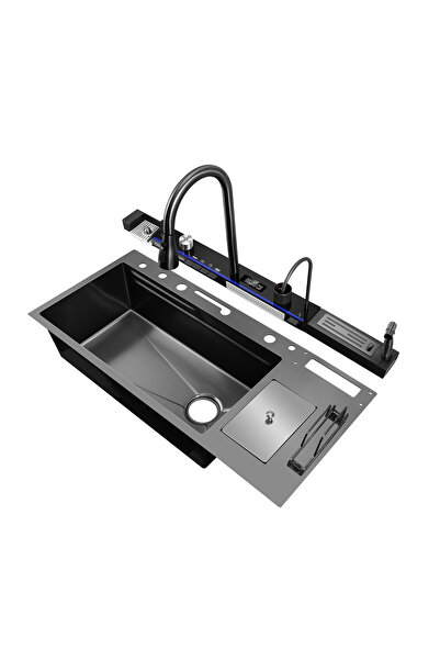 Trendy's Chiuveta multifunctionala inox, TRENDY’S, cu led, gri 100×46 cm