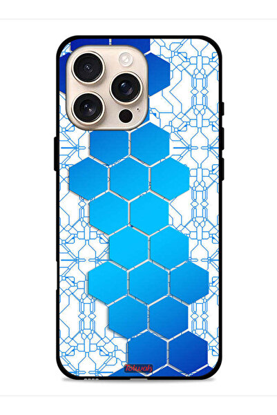 Tolwak غطاء حماية لجهاز Apple iPhone 16 Pro Max بتصميم شبكة أيقونات سداسية ال...