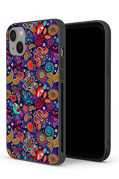 Tolwak جراب حماية لجهاز Apple iPhone 13 mini بنمط أوراق طيور ملونة وزهور